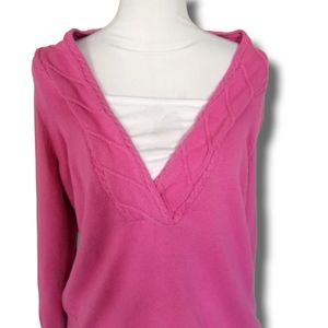 Vintage y2k Bubble gum pink V neck layered cotton knit sweater tunic